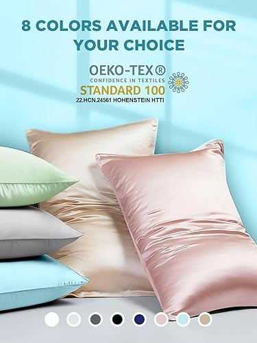 Miniatura 59 de Funda de almohada de seda de morera para cabello y piel, 22 Momme - Funda de almohada de seda natural con cremallera oculta, 6A, suave y lisa de una