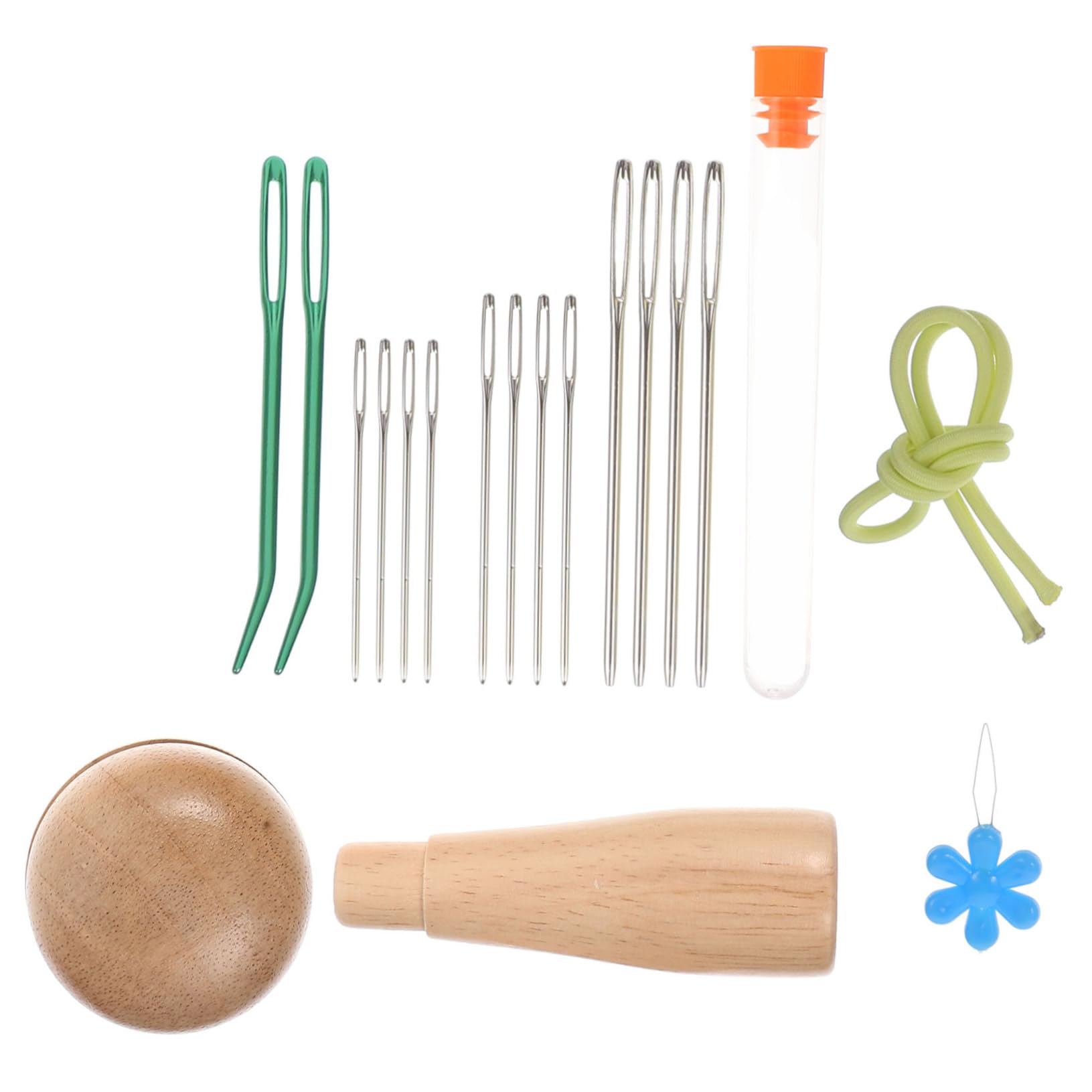 NUOBESTY 4 Sets DIY Strickwerkzeuge Einfädler Quaste Stricknadeln Wickler Nahttrenner Stopfnadel Nähsets Für Erwachsene Messgerät Faltbares Häkelset Haken Nähzubehör Handnähen Kunststoff