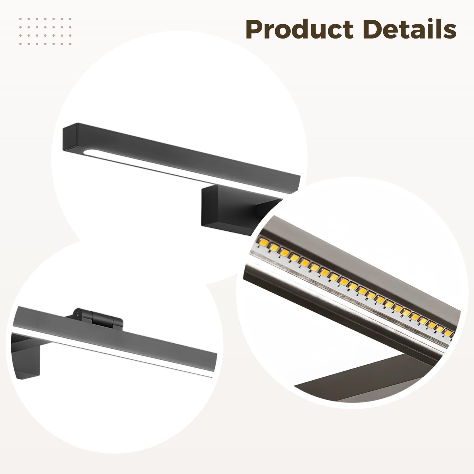 Verstellbare LED-Spiegelleuchte für Badezimmer, wasserdichte Aluminium-Wandlampe, korrosionsbeständig, mehrere Größen für einfache Einrichtung