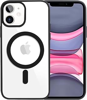 ten.tech Magnetic Clear Case Compatible with MagSafe for iPhone 11 / iPhone 11 Shockproof Anti-Scratch (Black) Silicone Back Case