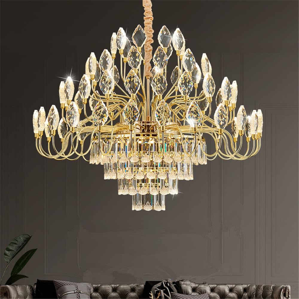 CSXSXAUO Modern Luxury Living Room Crystal Chandelier LED Fashion Creativity Restaurant Bedroom Villa Hotel Beauty Salon Duplex Staircase Pendent Lamp (B D80CM)