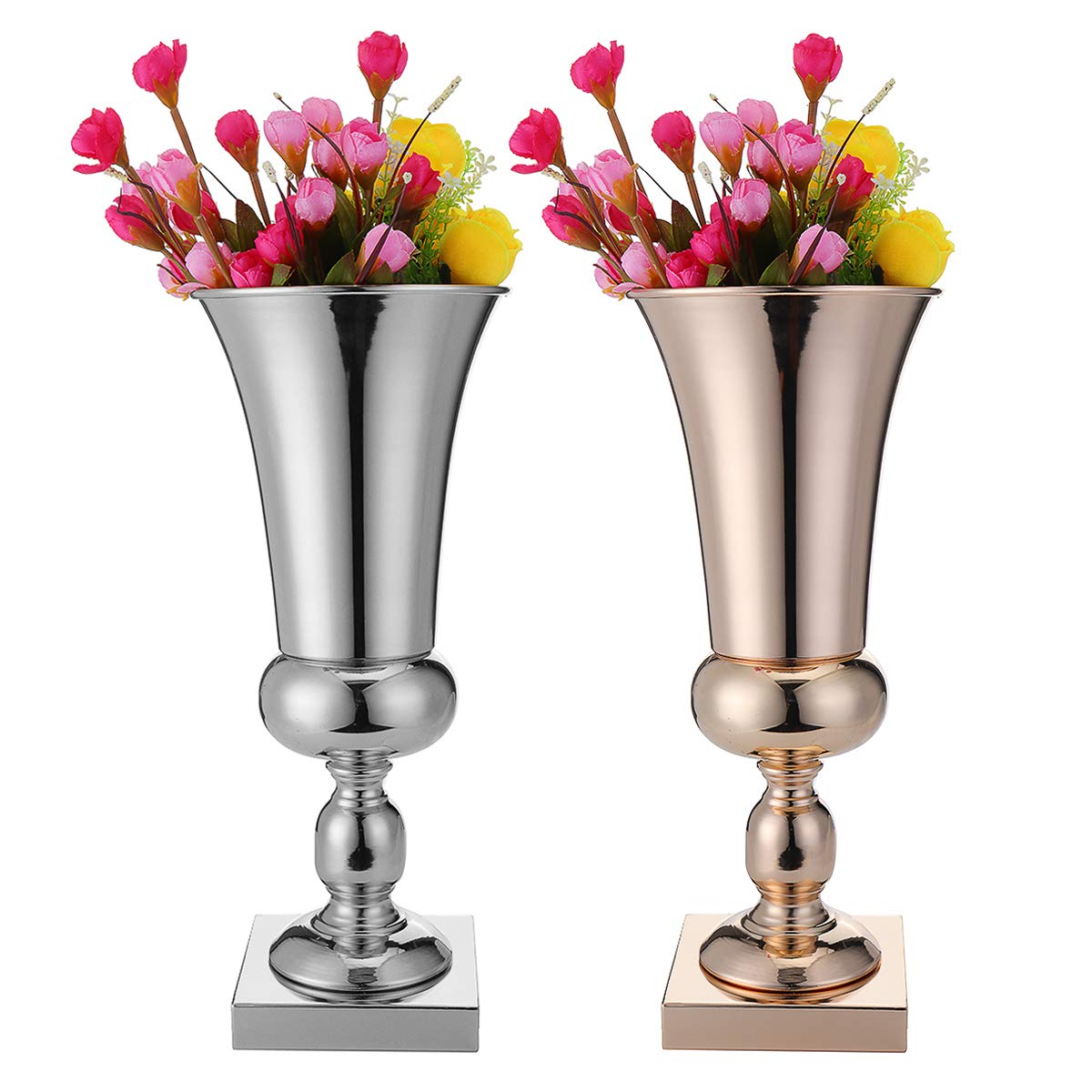 CCChaRLes 43 Cm Impresionante Lujo Plata Oro Flor Flor Flor Mesa De Boda Centro De Decoración - Oro