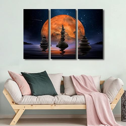 Vista 202 de TUMOVO Wall Art for Living Room Buddha Sculpture Flower Paintings Canvas Wall Art 3 Panel Wall Art Canvas Artwork Wall Decor Large Wall Decor Canvas