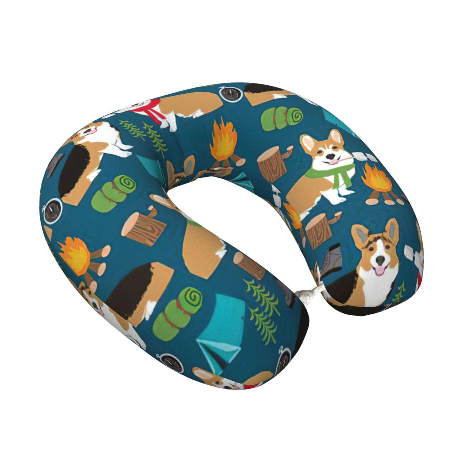 Yyoretp Corgi Print Travel Pillow Pure Memory Foam Neck Pillows Portable Headrest for Airplane