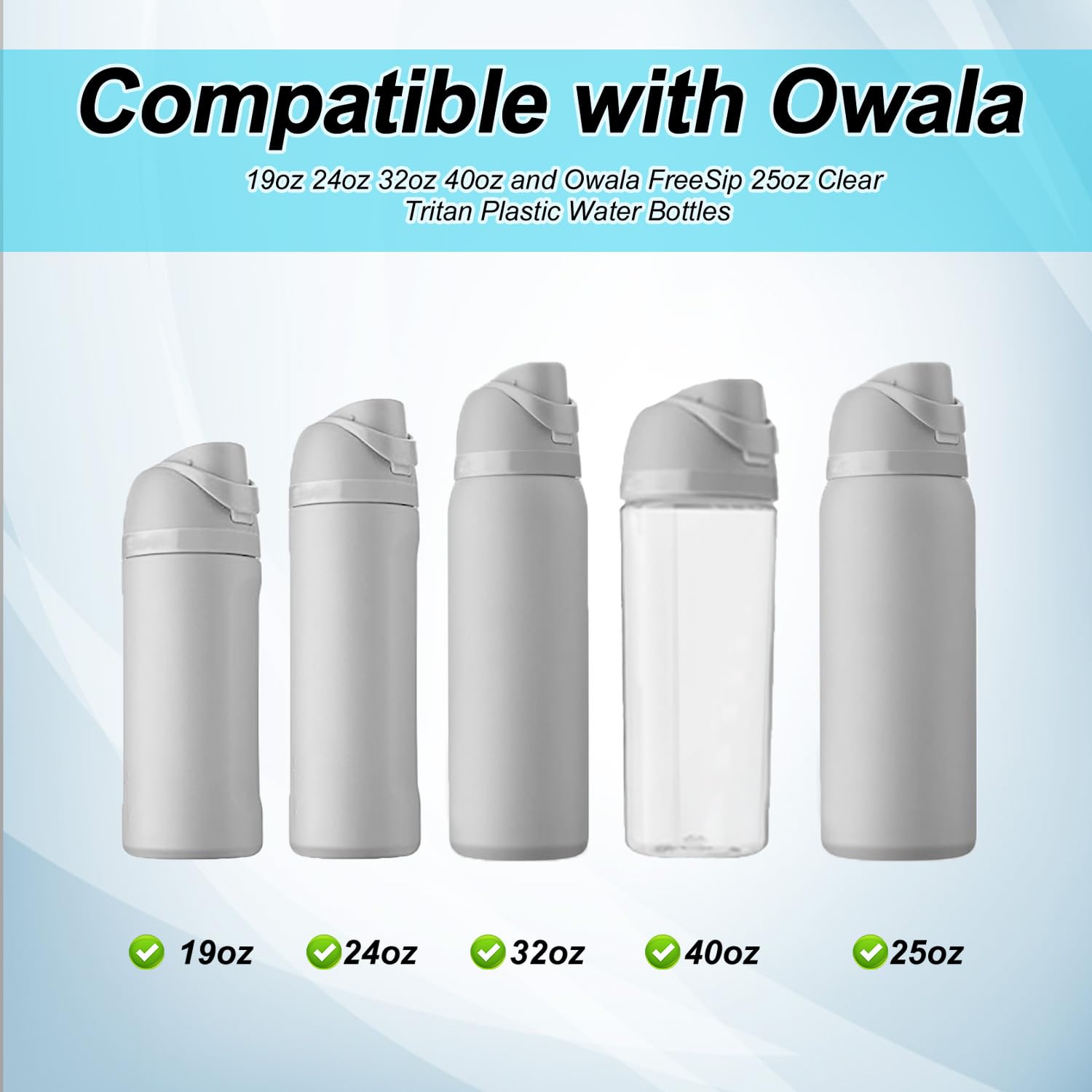 Owala Water Bottle 3 Bouchons Silicone + Joints Pour Gourde Owala Freesip - 19/24/25/32/40oz - Anti-Fuite Bouchons Silicone Freesip