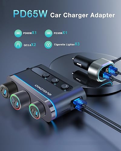 Miniatura 4 de Divisor de enchufe para encendedor de cigarrillos, 200 W, 3 zócalos, adaptador para encendedor de cigarrillos, cargador de coche, puerto para Carro