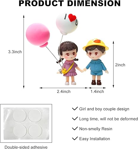 Miniatura 2 de Lindas decoraciones de tablero de automóvil para parejas, preciosas figuras de dibujos animados de besos, adorno de automóvil, material de resina,