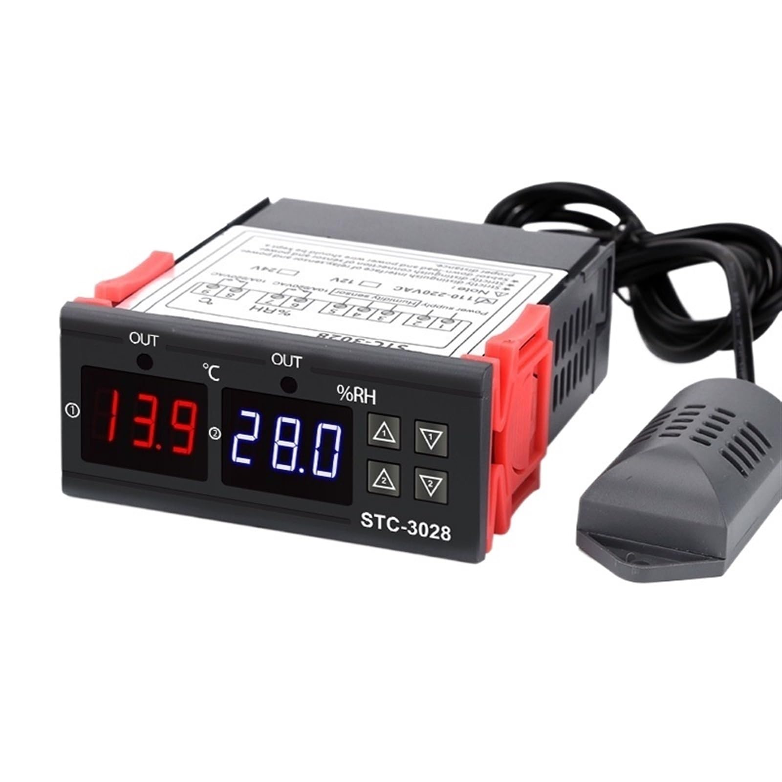 VDOQTLJT STC-3028 LED Digital Thermostat Temperature Controller Thermoregulator Relay Heating Cooling for Incubator AC 110-220V NTC(Dc12v)