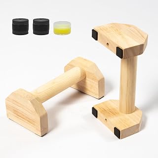 Wooden Parallettes Push Up Bars, Anti-Slip Push-Up Handles, Mini Handle Pumps, Dip Station Dip Bar, Handstand Bars for Calisthenics and Fitness(log)