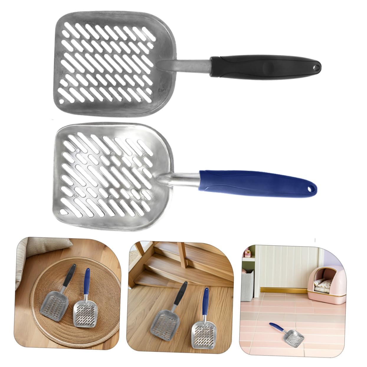 Gatuida 2 Lettiera in con Ergonomico Antiscivolo Fori Larghi per Setaccio Strumento Resistente per Pulizia e Duratura