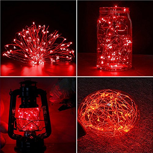 Er Chen Fairy Lights Plug In, 33Ft/10M 100 Led Starry String Lights Outdoor/Indoor Waterproof Copper Wire Decorative Lights For Bedroom, Patio, Garden, Party, Christmas Tree (Red) #TOP2
