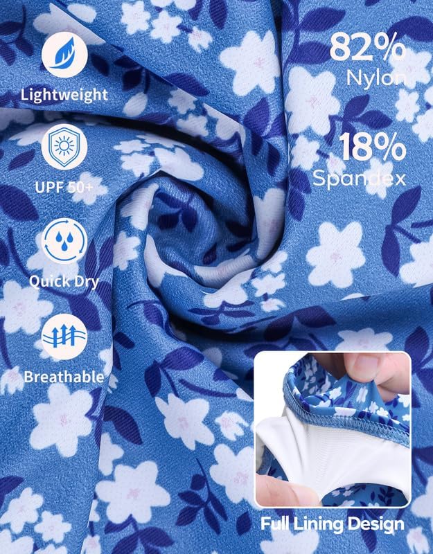 beautyin Girls Swimsuit One Piece Bathing Suits Retro Square Neck Ruched Adjustable Strap Swimwear 7-16Y - Image 5