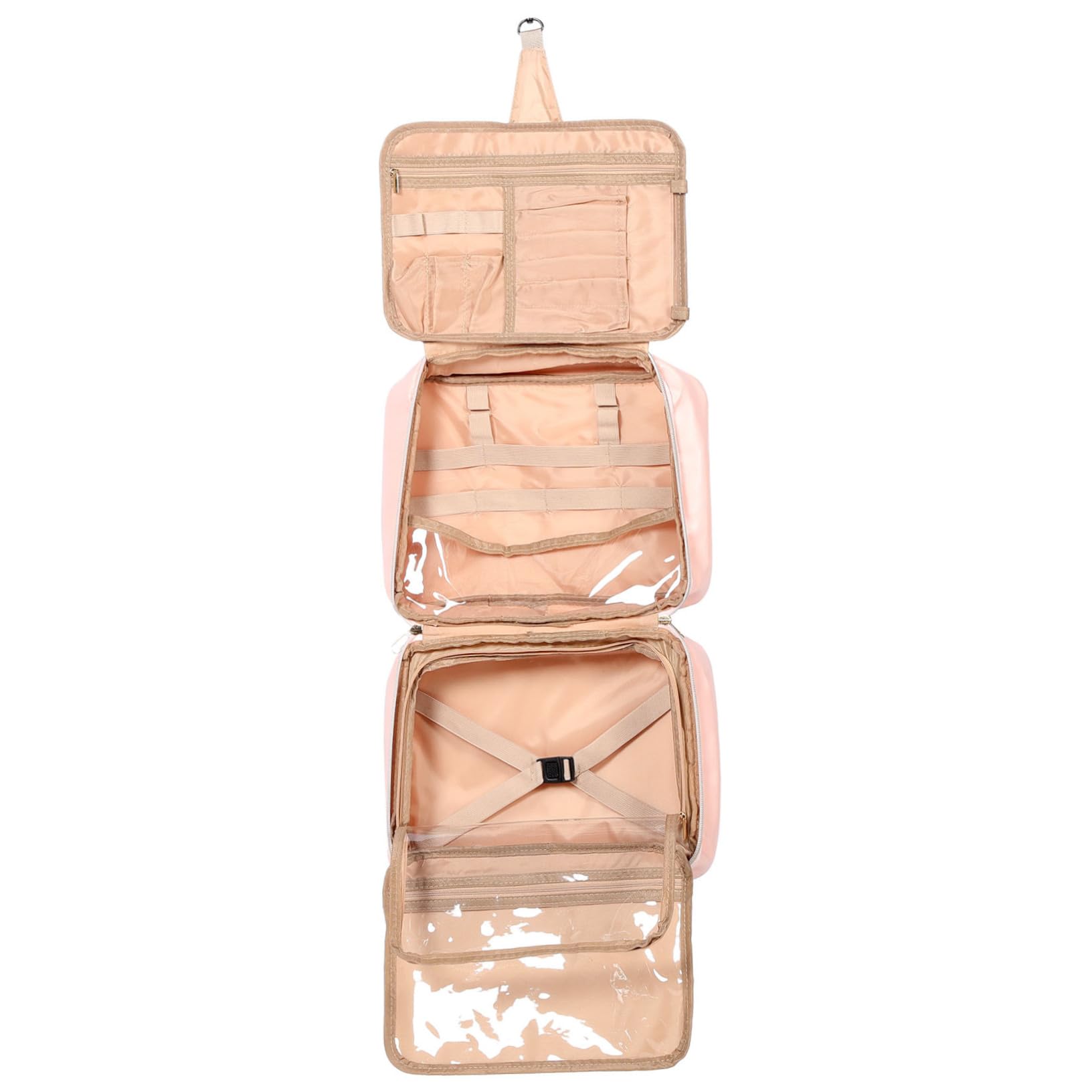 SHERCHPRY Neceser de Viaje y Rosa Gran Capacidad de Piel PU Colgante Múltiples Compartimentos Asa en Adecuado para Mujeres Viajes y Uso Exterior