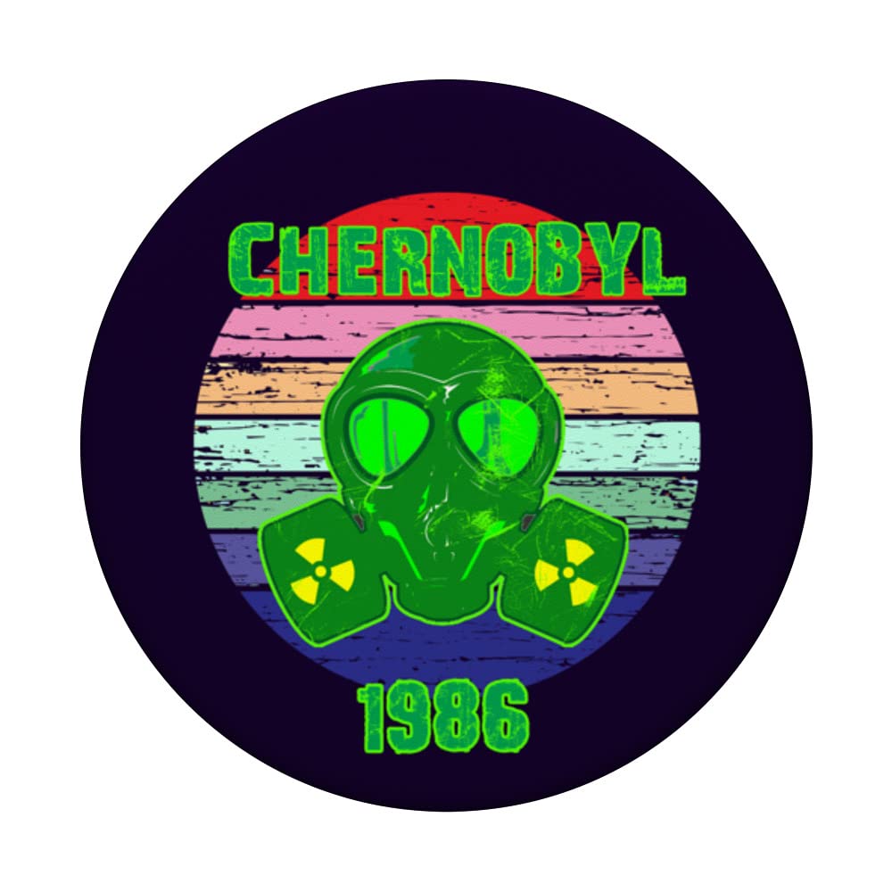 Chernobyl Radioactive Nuclear Mask Vintage Retro Sun Design PopSockets Swappable PopGrip, Black - Image 3