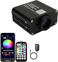 AZIMOM 16W Twinkle & Sound Activated RGBW Fiber Optic Light Engine - Small APP/Remote Control Star Ceiling Kit for Car Home Theater