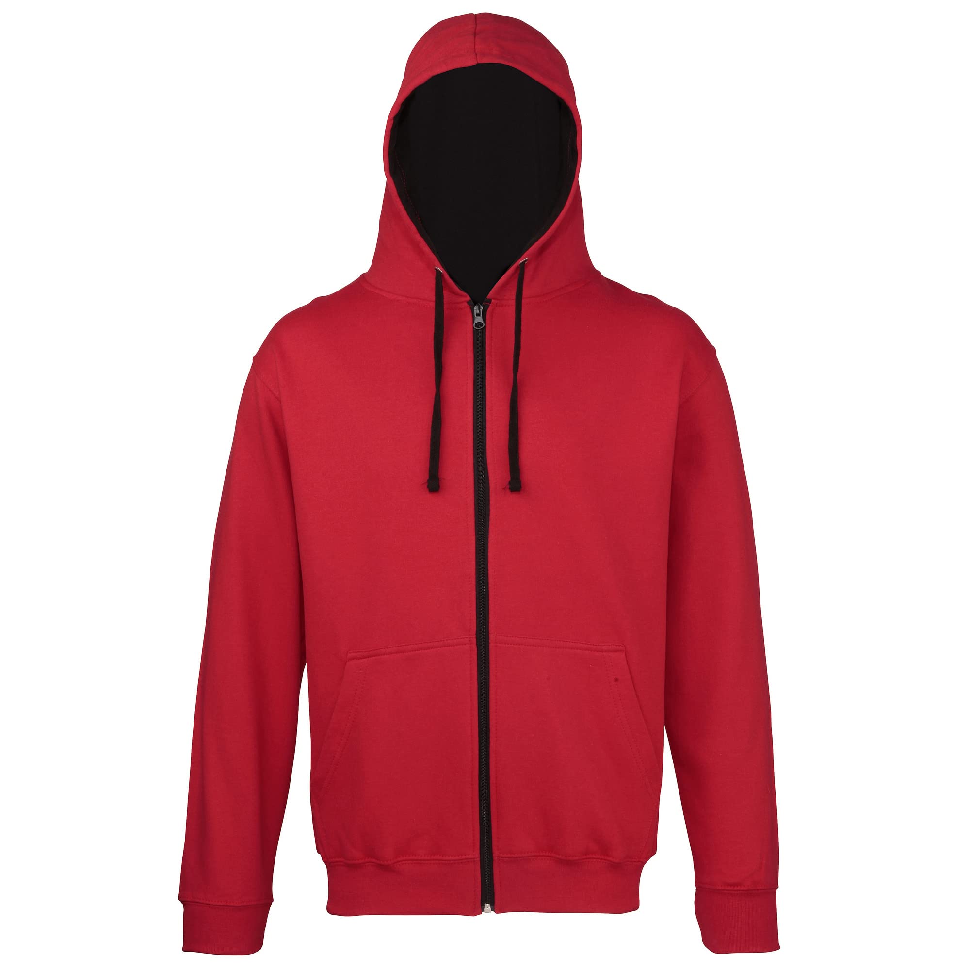 AWDis Men's Varsity Zoodie Hoodie, Multicoloured (Fire Red/Jet Black), Large