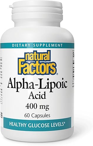 Natural Factors Ácido alfa-lipoico 400 mg, soporte antioxidante para todo el cuerpo, 60 cápsulas