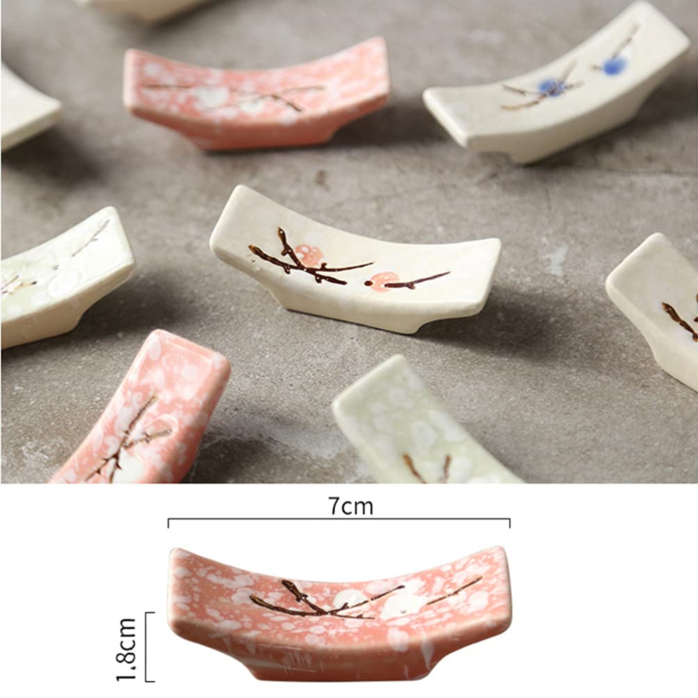 Générique Lot de 8 Supports de Baguettes en céramique, Motif Fleur de Prunier, Support de Baguettes en céramique, Support de Baguettes, Support de cuillère et de Fourchette (Couleur aléatoire)