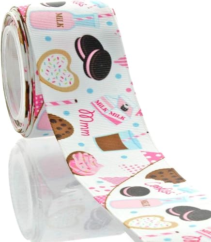 Cinta de grogrén de leche y galletas de 1.5" 5yd