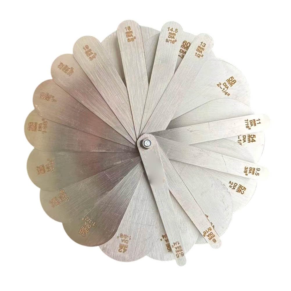 Kit de calibre de ranura de polea de acero inoxidable, 22 piezas de cuerda de alambre probador de profundidad de desgaste de polea, 6,5 mm a 54 mm y 0,6 cm a 5,1 cm para rango, grúas de
