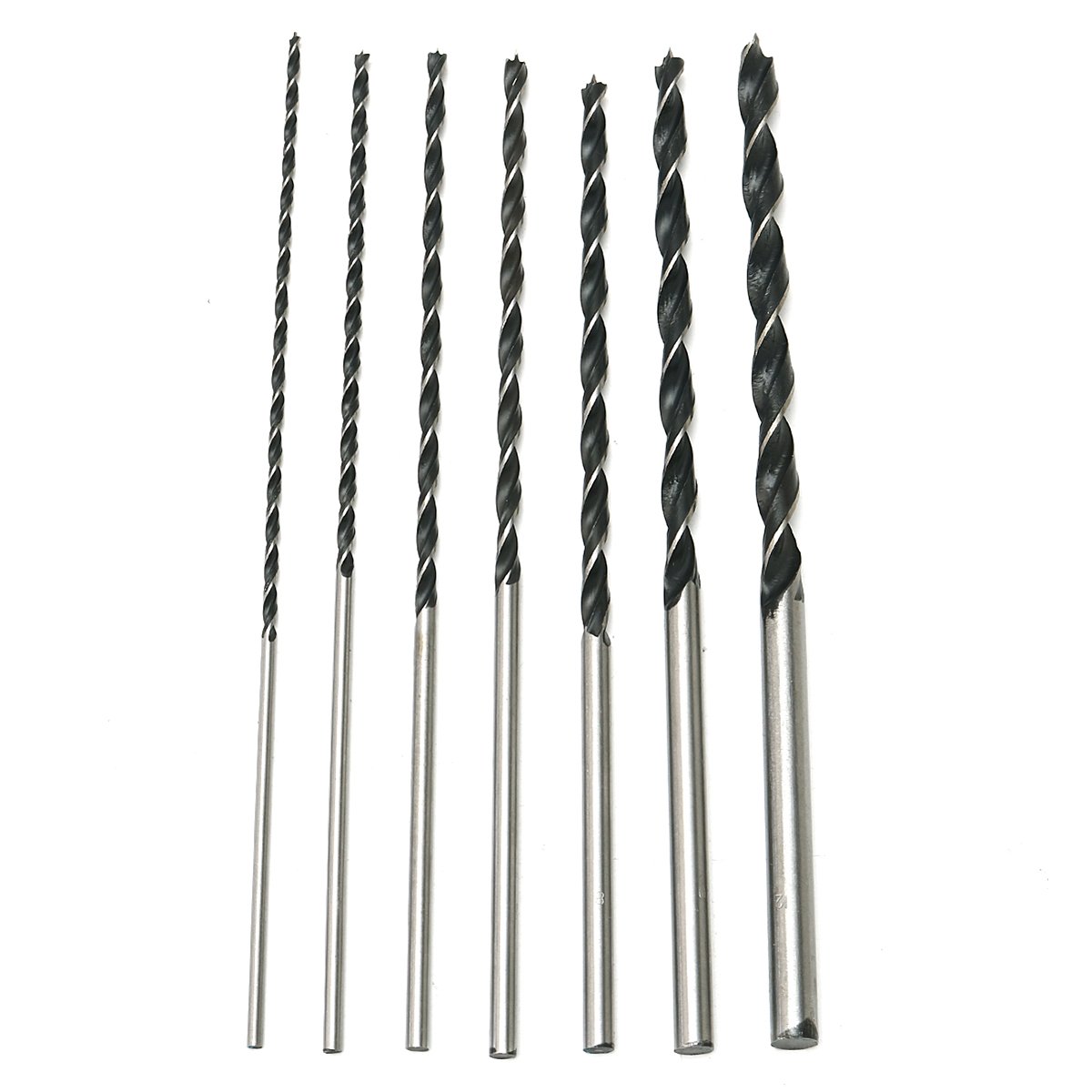 7Pcs 300Mm Juego de brocas helicoidales de tres puntos alargadas Brocas para trabajar la madera