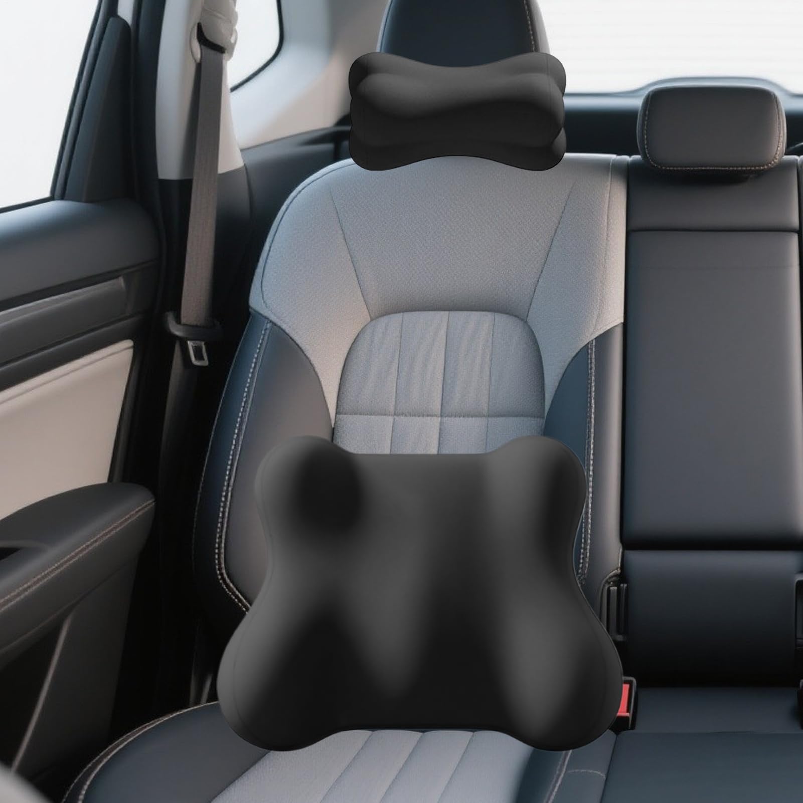 Auto Kopfstütze Und Lendenstütze Ergonomisches Zubehör für das Autofahren | Auto Kopfauflage Und Lendenkissen Set Für Fahrersitz Bürostuhl Couch Reisesessel Spiel Flugzeug