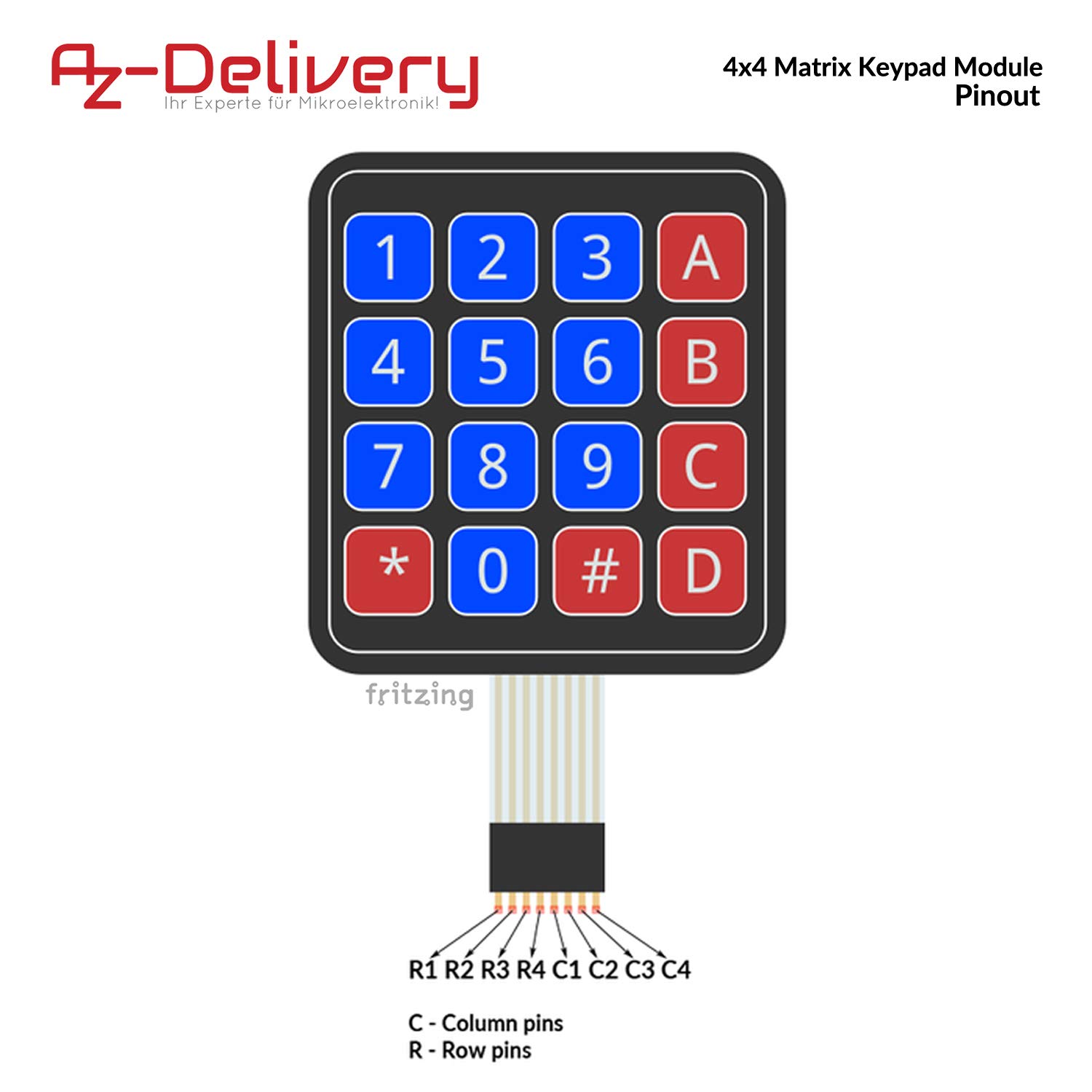 Keypad - Clavier Matricé 16 Touches 4x4 - MicroPlanet Maroc