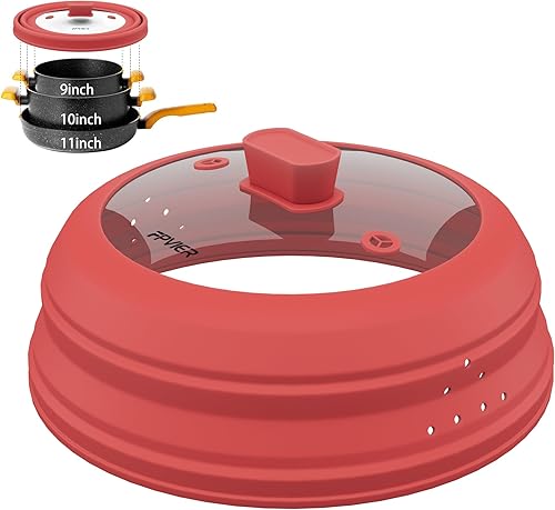 Miniatura 21 de Cubierta para salpicaduras de microondas, cubierta plegable de silicona para placa de microondas con vidrio para tapa protectora de salpicaduras de