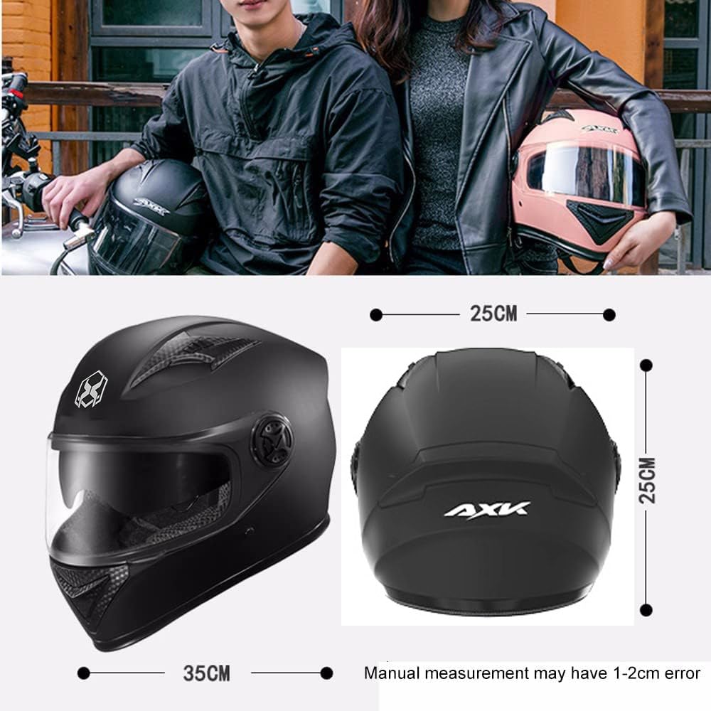 Motorradhelm Damen Herren Full Face Helm Retro Klapphelm DOT/ECE-Zertifizierter Mit Anti-Fog Sonnenblende Helm Motorrad Downhill Helm Mopedhelm Schutzhelm Für Cruiser Chopper,Pink-54~62CM