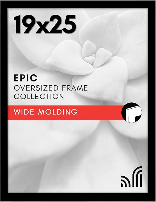 Americanflat 19x25 Poster Frame with Polished Plexiglass - Black Picture Frame - Wide Photo Frames Made of Engineered Wood for Vertical or Horizontal Wall Display - Epic Collection - Black