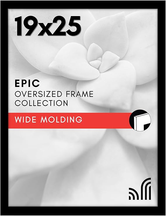 Americanflat 19x25 Poster Frame with Polished Plexiglass - Black Picture Frame - Wide Photo Frames Made of Engineered Wood for Vertical or Horizontal Wall Display - Epic Collection - Black