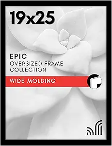 Americanflat 19x25 Poster Frame with Polished Plexiglass - Black Picture Frame - Wide Photo Frames Made of Engineered Wood for Vertical or Horizontal Wall Display - Epic Collection - Black