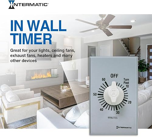 Miniatura 2 de Intermatic SW60MK - Temporizador de resorte de 60 minutos, control de ahorro de energía para luces LEDCFL, uso versátil para ventiladores, motores,