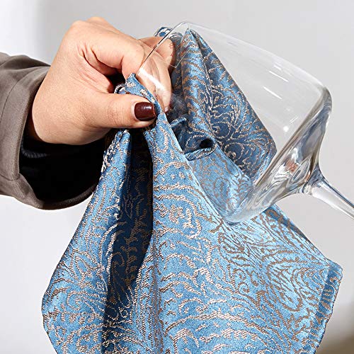 2 servilletas de tela damasco impermeables azul miniatura 4
