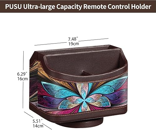 Miniatura 2 de PUSU Soporte de Control Remoto Giratorio de 360, Soporte de Control Remoto de TV de Cuero PU para Mesa, Organizador de Suministros de Arte Brillante