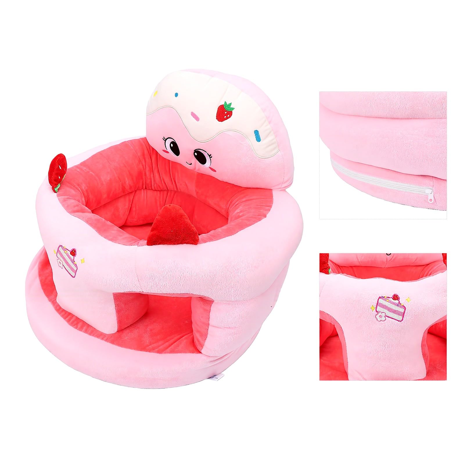 Asixxsix Seggiolino per Neonati da 3 a 24 Mesi, Peluche (Torta) | Simpatico animaletto a forma di, supporto ergonomico per la schiena, fondo antiscivolo, regalo per seggiolone portatile