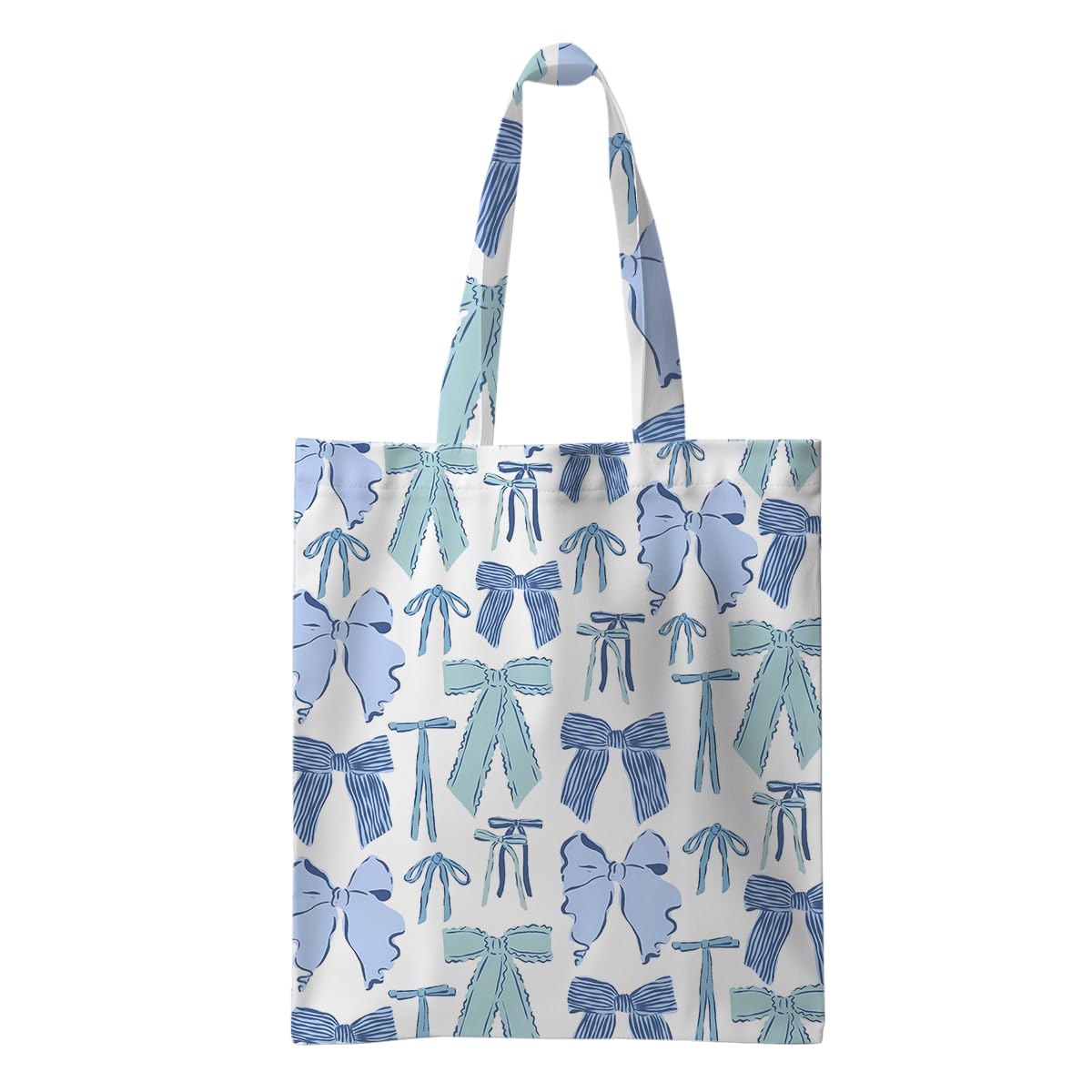 Jztco Preppy Tote Bag, Aesthetic Bows Strawberry Beach Bag, Cat Lovers Gifts for Women Sister, Reusable Grocery Bags