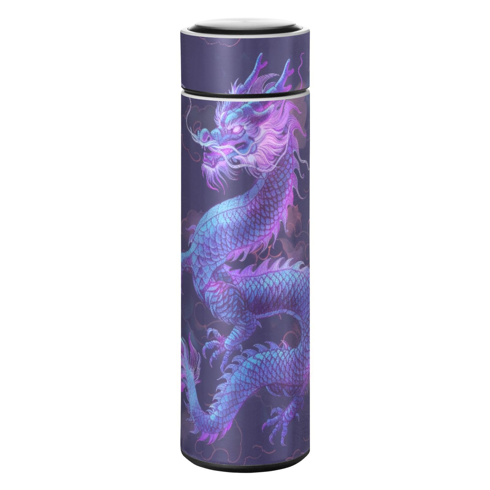 SDMKA Purple Dragon Insulated Thermo, 17 oz Stainless Steel Double Wall Vacuum Bottle with Cup Cover for Coffee & Tea