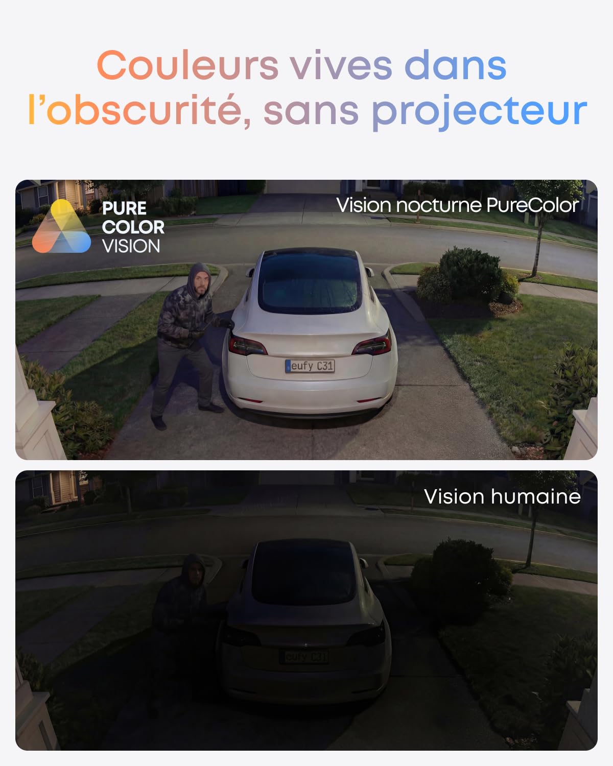 Caméra Filaire eufy C31, caméra extérieure et intérieure 360°, Panorama et Inclinaison, Double antenne, Vision Nocturne Couleur, Stockage Local, sans abonnement, détection IA, Enregistrement continu