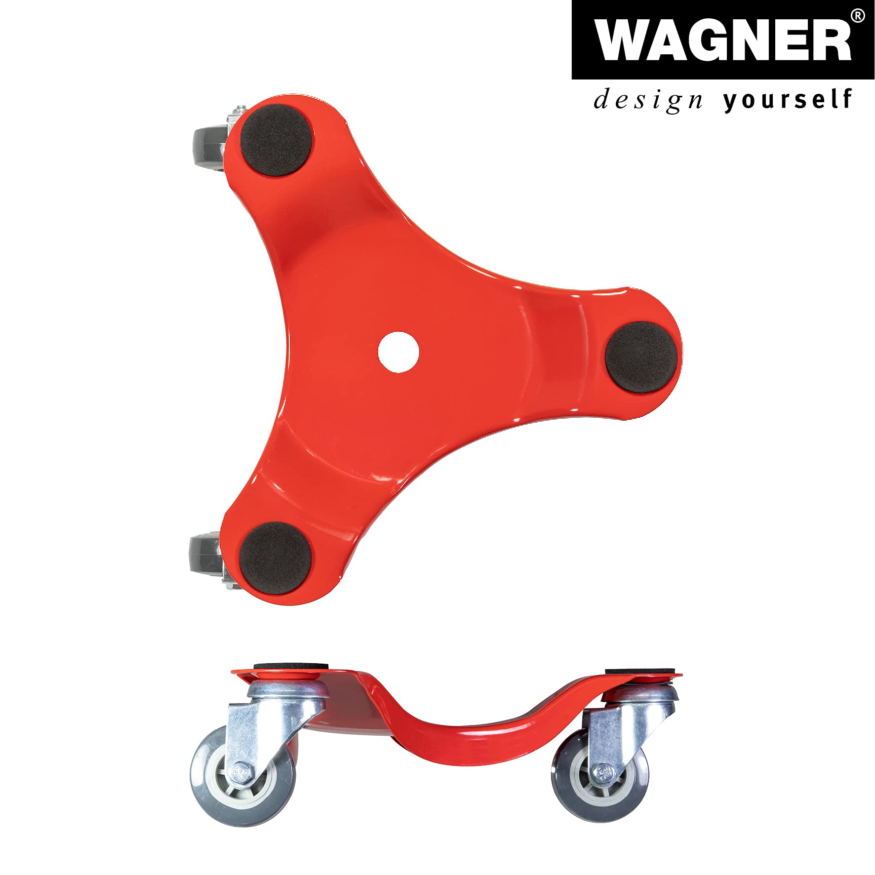 WAGNER Carrello da trasporto MM 1196 I 25 x 25 cm I con 3 ruote I cuscinetti antiscivolo - ideale per carichi voluminosi e traslochi I portata100 kg I protegge il pavimento| uso flessibile - 20119601