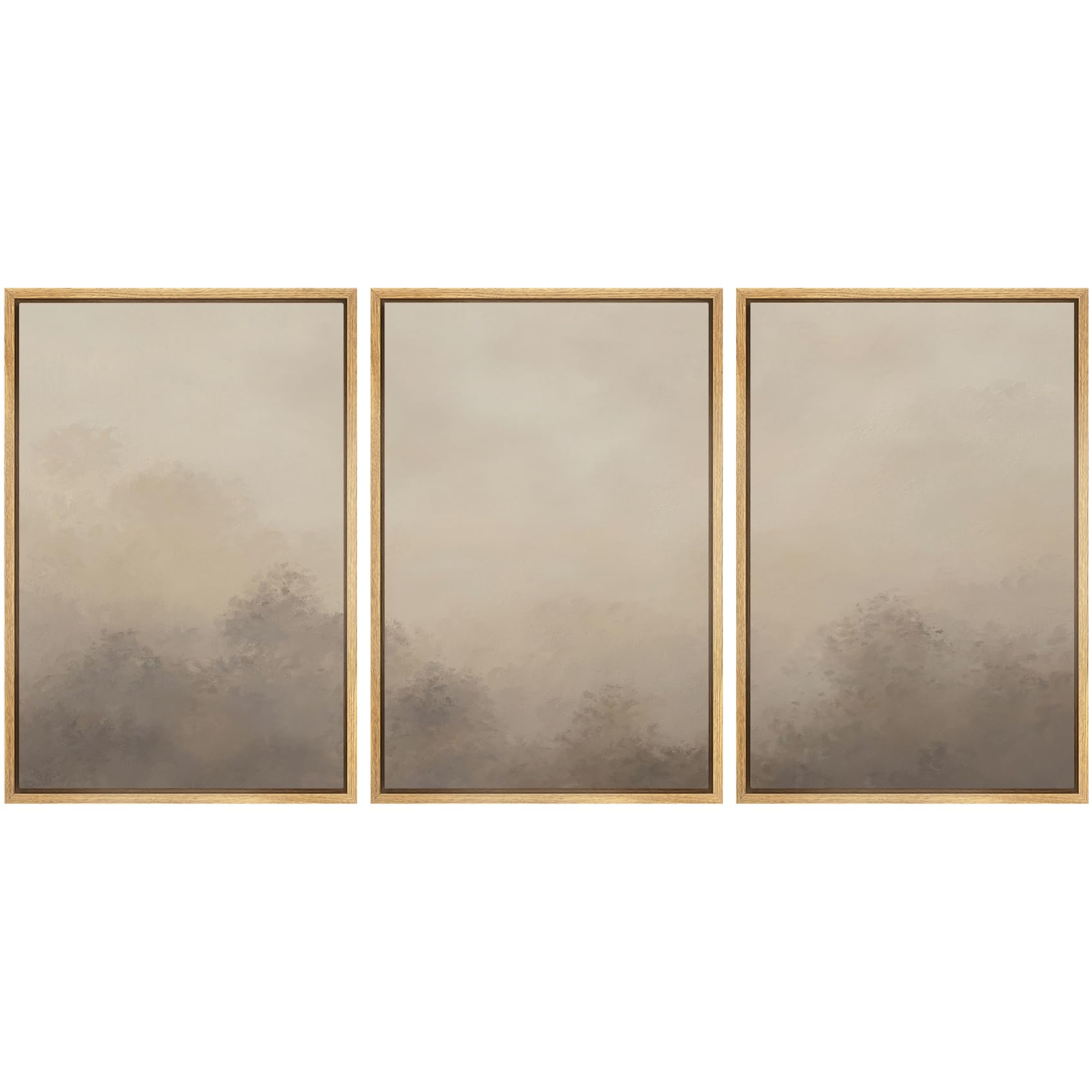 SIGNWIN Framed Canvas Print Wall Art Set Blue White Grunge Geometric Pattern Abstract Shapes Cozy Neutral Decorative Contemporary Minimal for Living Room, Bedroom, Office - 24"x36"x3 Natural — view 37