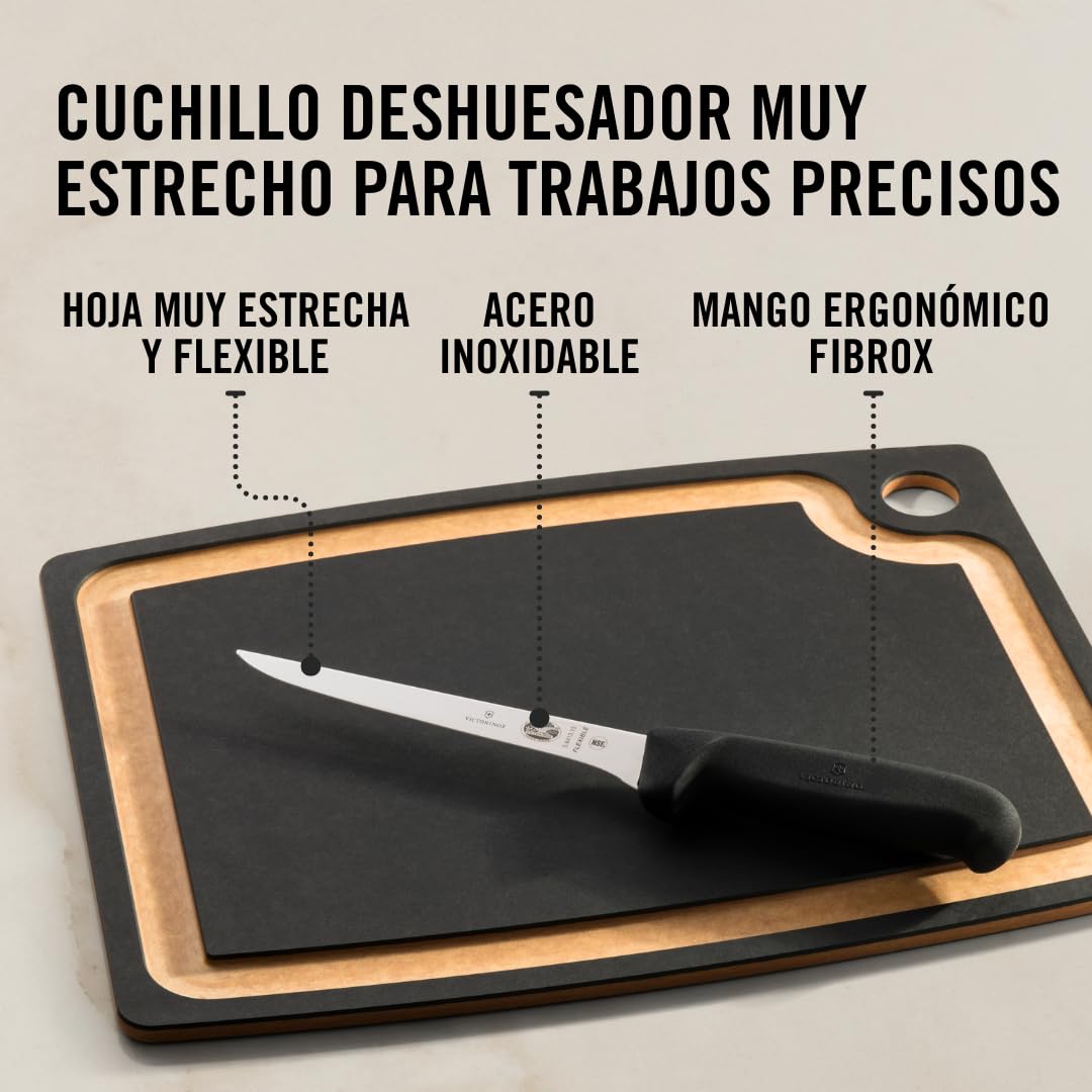 Victorinox Fibrox Cuchillo deshuesador 15 cm acero inoxidable hoja flexible recta negro