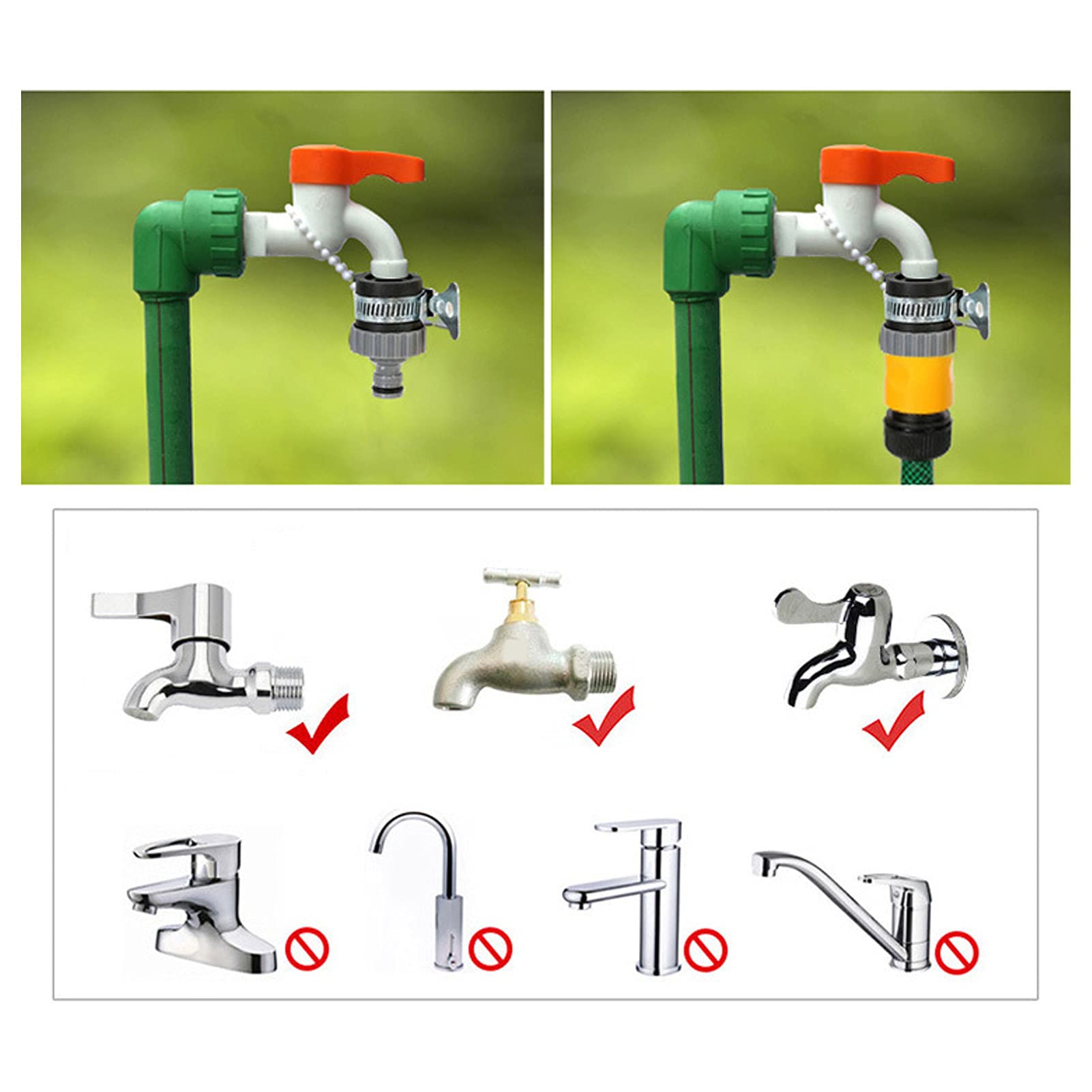Gartenbrause Set, Einstellbare Gartenschlauch Pistole mit 5 m Schlauch, Wasserspritze Aufsatz, Inkl. G1/2 G3/4 Anschluss für Gartenbewässerung & Autowäsche