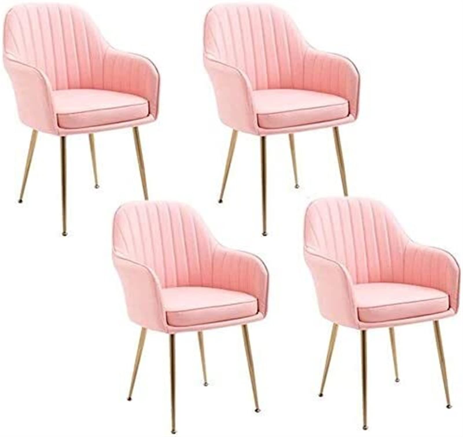 SJIALEN Set of 4 Modern Dining Chair, Room Living Room Cafe Office Chairs Leather Backrest Metal Non-Slip Foot Corner Armrest Chair Kitchen Chair (Color : Pink, Size : 44x45x84cm)