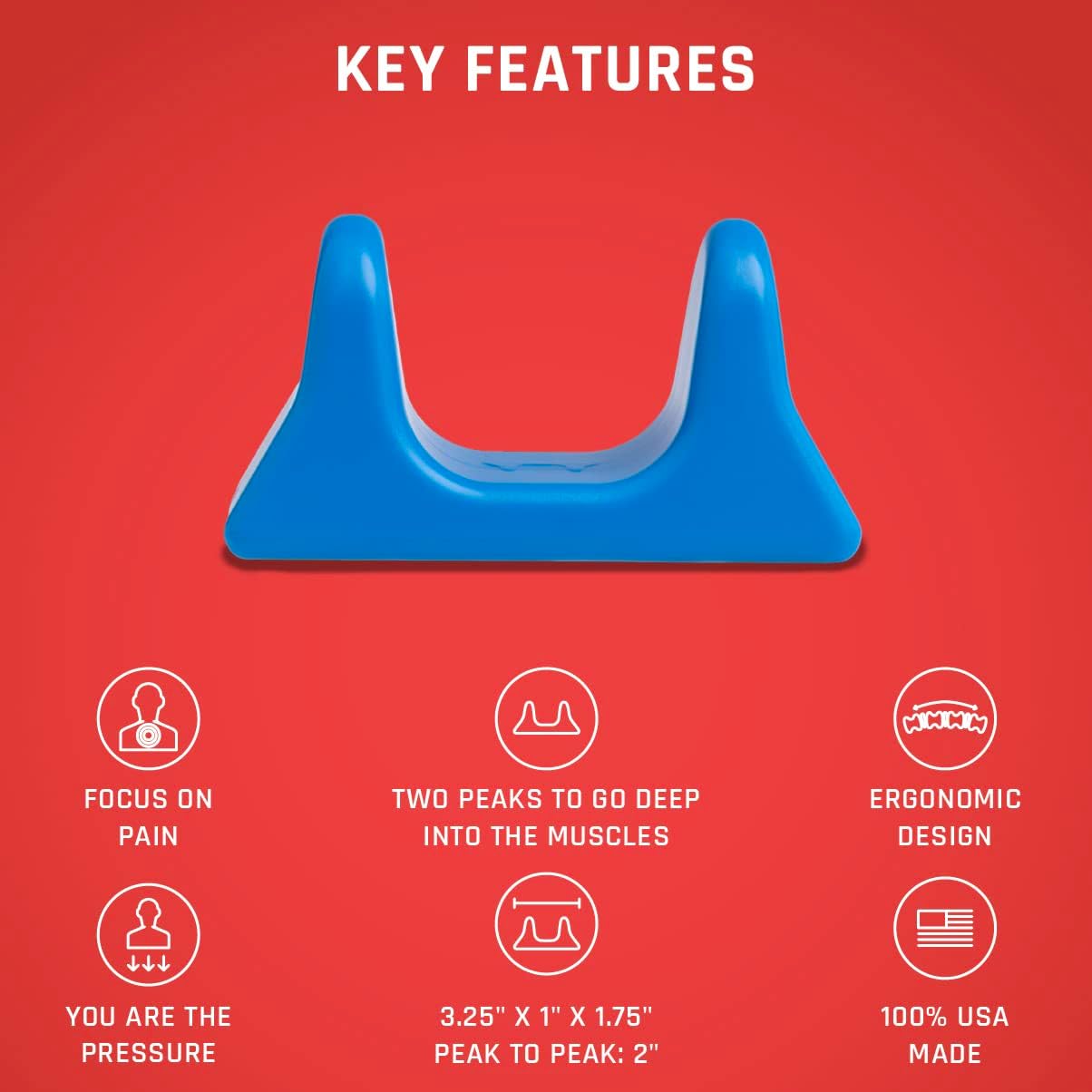 PSO-Mini Muscle Release Tool and Handheld Personal Self Massager - Mini Deep Tissue Massage Tool - Bora Teal Blue