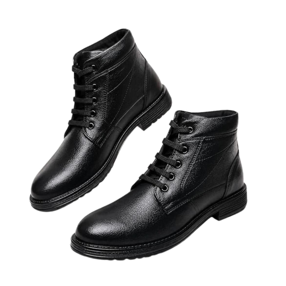 Men's Premium Black Leather Ankle Boots | Stylish Lace-Up Casual & Formal Boots-image-27