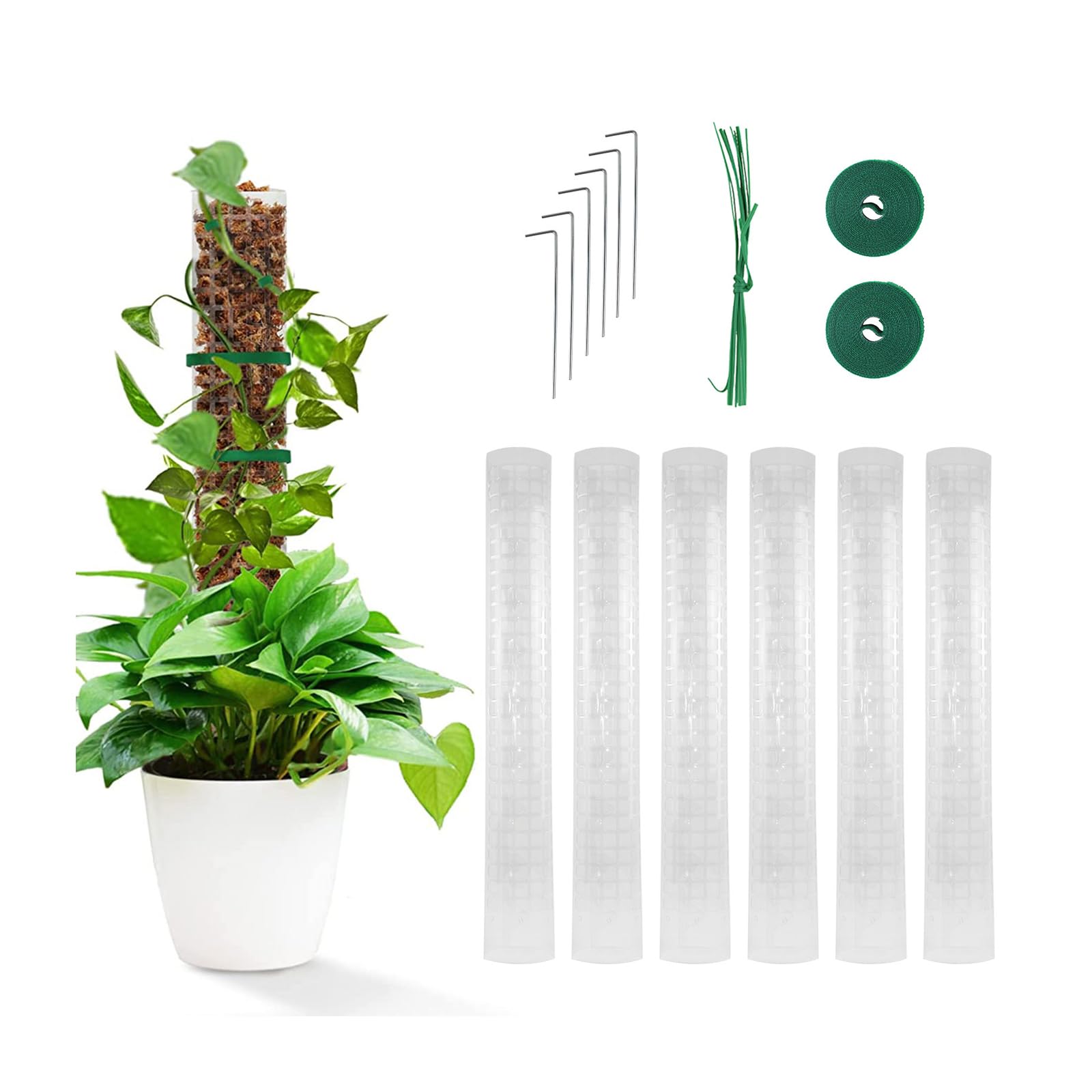 Tuteur Monstera, Tuteur Plante, 6 pcs Aide à l'escalade Monstera, Moss Pole en Plastique, Poteaux de Mousse en Plastique pour Maison Jardin de Support de Plante
