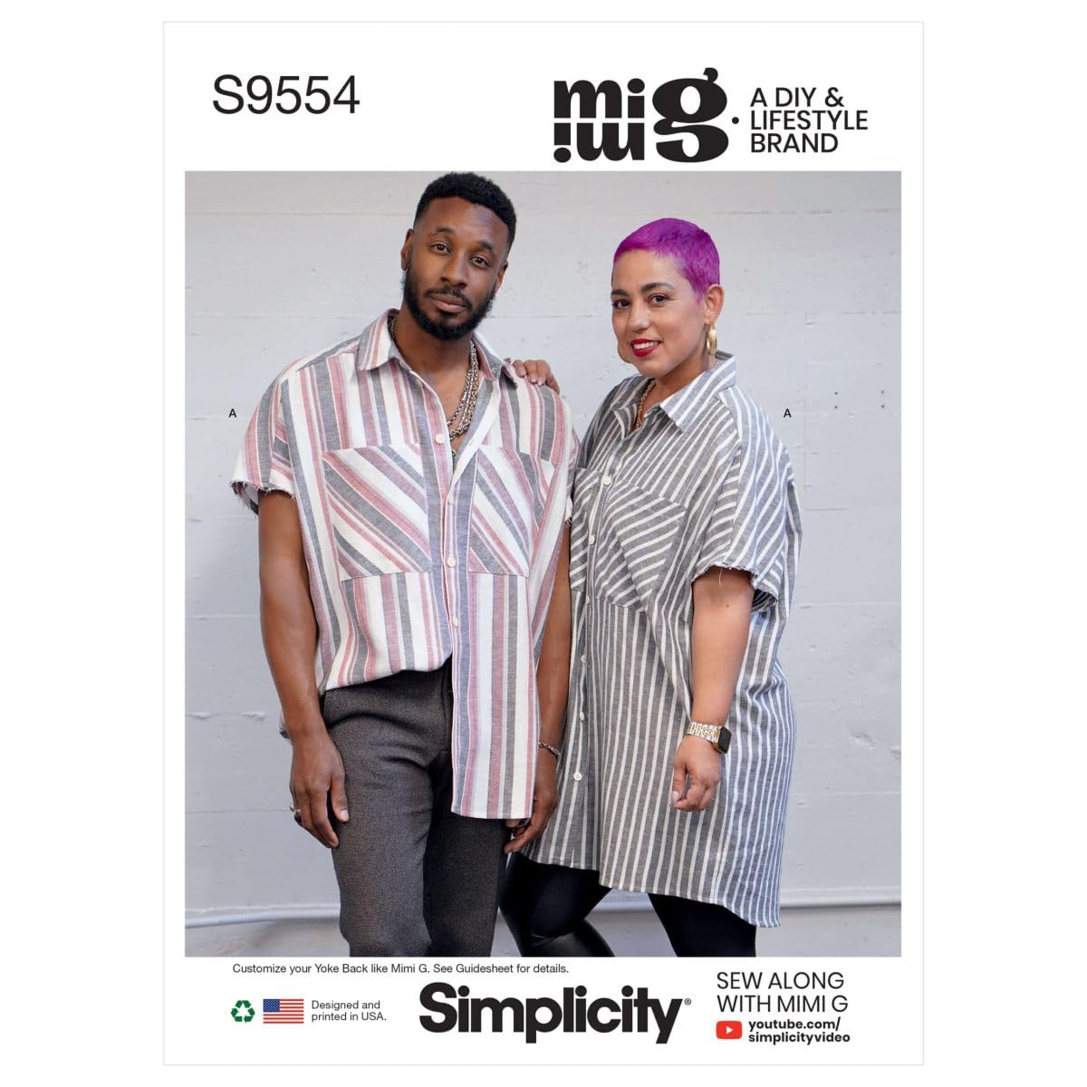 Chemise unisexe Simplicity SS9554A en deux longueurs du XS au XXL