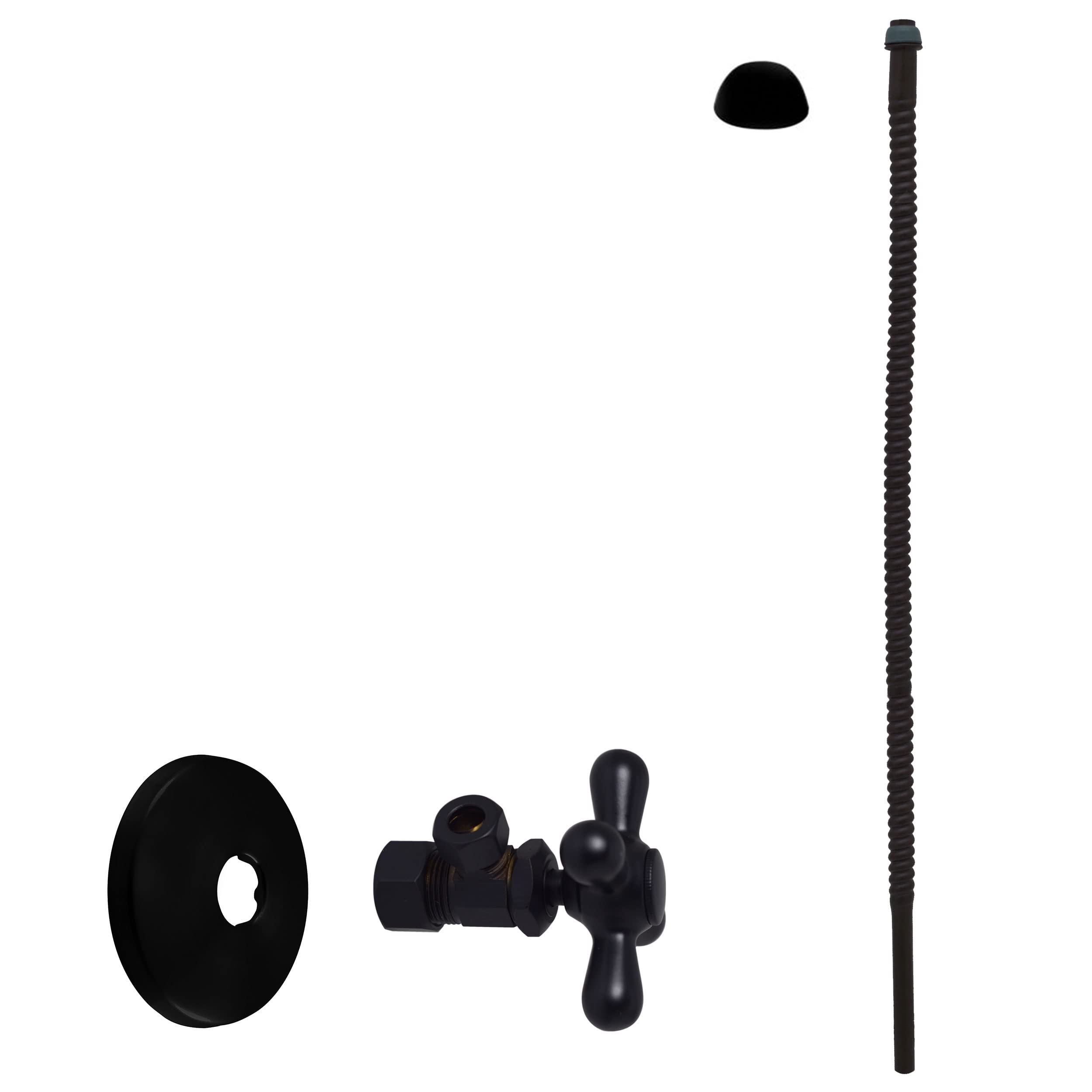 Westbrass D105K20X-62 5/8" x 3/8" OD x 20" Kit linea ondulata con maniglia trasversale Valvola di spegnimento per rubinetto e WC, nero opaco