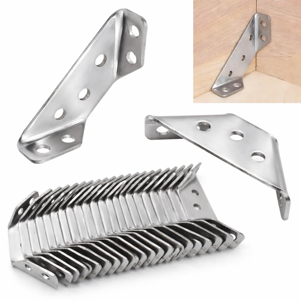 Volo L & Triangle Angle Bracket for Reinforcing Chairs/Tables – Zinc-Plated Shelf, Furniture, Cabinet, Wood, Wall & Corner Supports (1x1 Inch & 1.5 Inch) (12, Triangle Brackets (1.5 Inch))-image-16